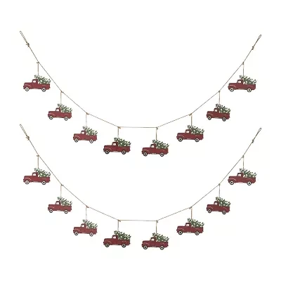 Glitzhome 2pc Red Truck Indoor Christmas Garland