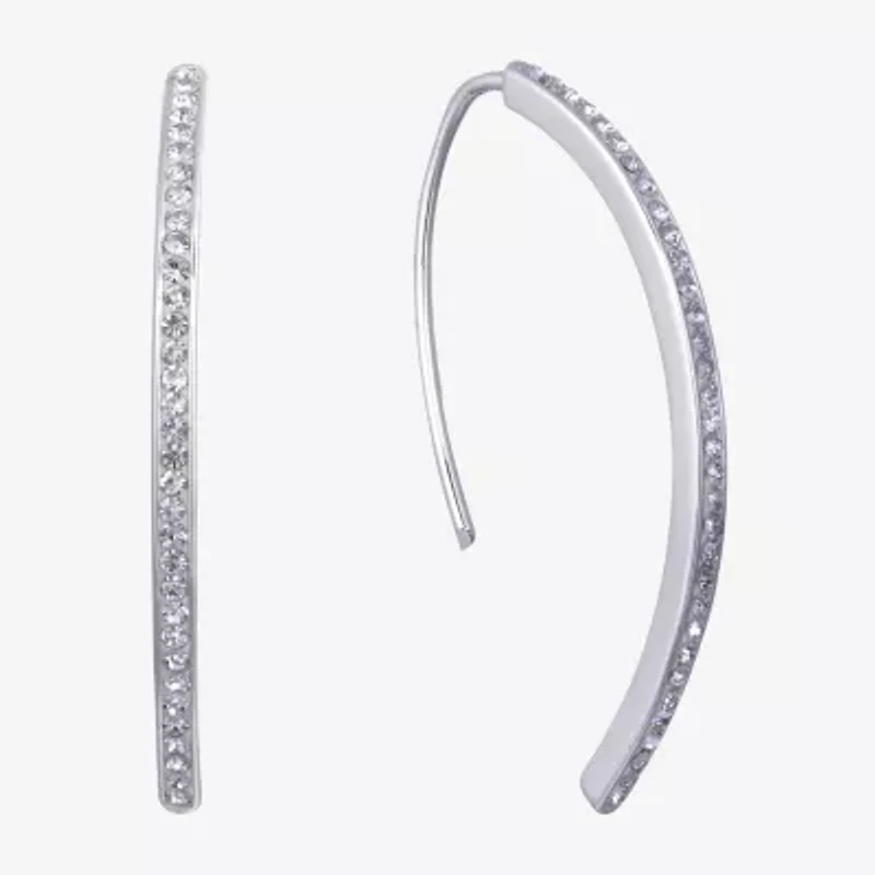 Sparkle Allure Womens Crystal Pure Silver Over Brass Drop Earrings