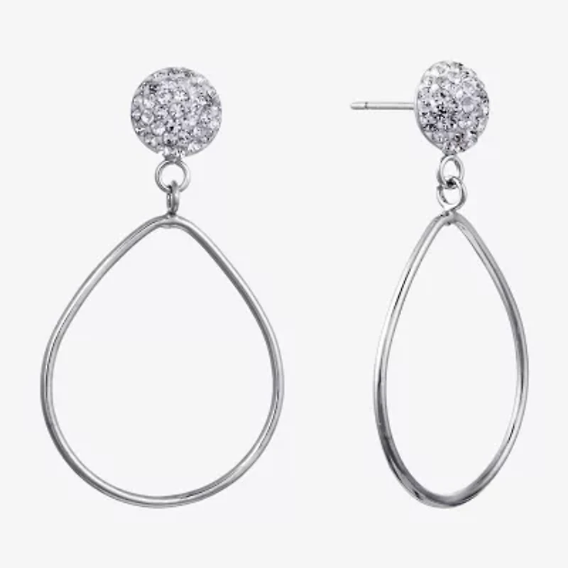 Sparkle Allure Womens Crystal Pure Silver Over Brass Drop Earrings