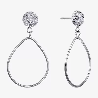 Sparkle Allure Womens Crystal Pure Silver Over Brass Drop Earrings