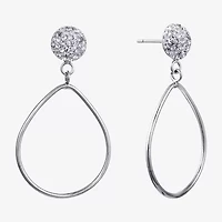 Sparkle Allure Womens Crystal Pure Silver Over Brass Drop Earrings