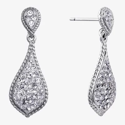 Sparkle Allure Womens Crystal Pure Silver Over Brass Drop Earrings