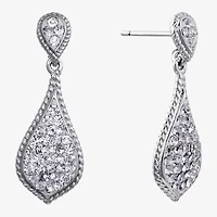 Sparkle Allure Womens Crystal Pure Silver Over Brass Drop Earrings