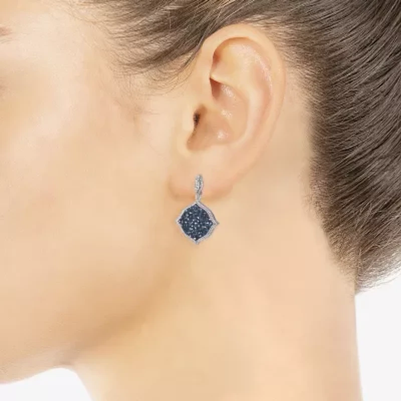 Sparkle Allure Womens Crystal Pure Silver Over Brass Drop Earrings