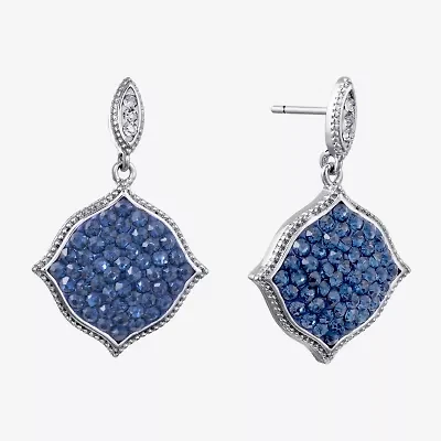 Sparkle Allure Womens Crystal Pure Silver Over Brass Drop Earrings