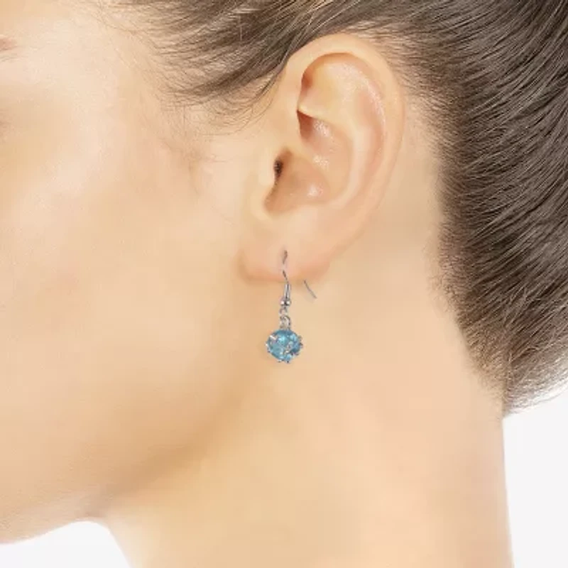 Sparkle Allure Womens Blue Crystal Pure Silver Over Brass Drop Earrings