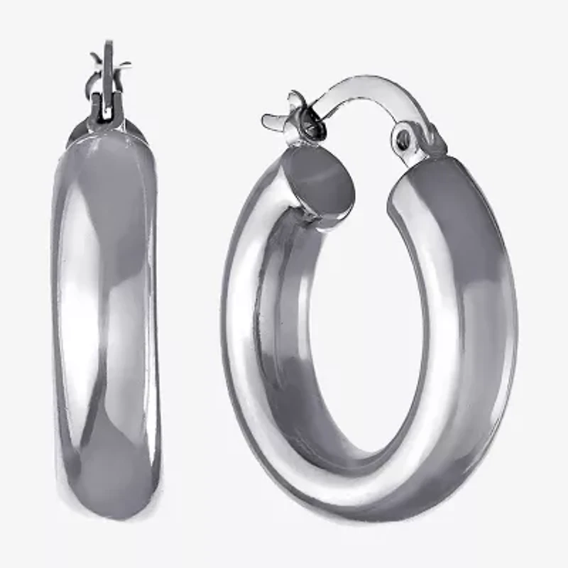 Silver Reflections Womens 25mm Hoop Earrings