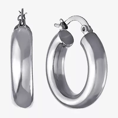 Silver Reflections Womens 25mm Hoop Earrings