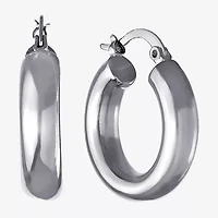 Silver Reflections Womens 25mm Hoop Earrings