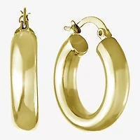 Silver Reflections Womens 24K Gold Over Brass 25mm Hoop Earrings