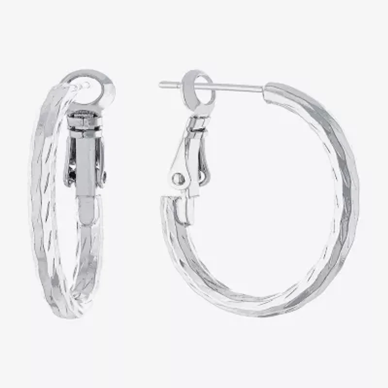 Silver Reflections Womens 20mm Hoop Earrings