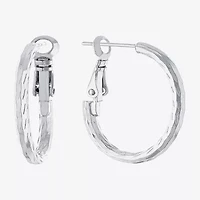 Silver Reflections Womens 20mm Hoop Earrings