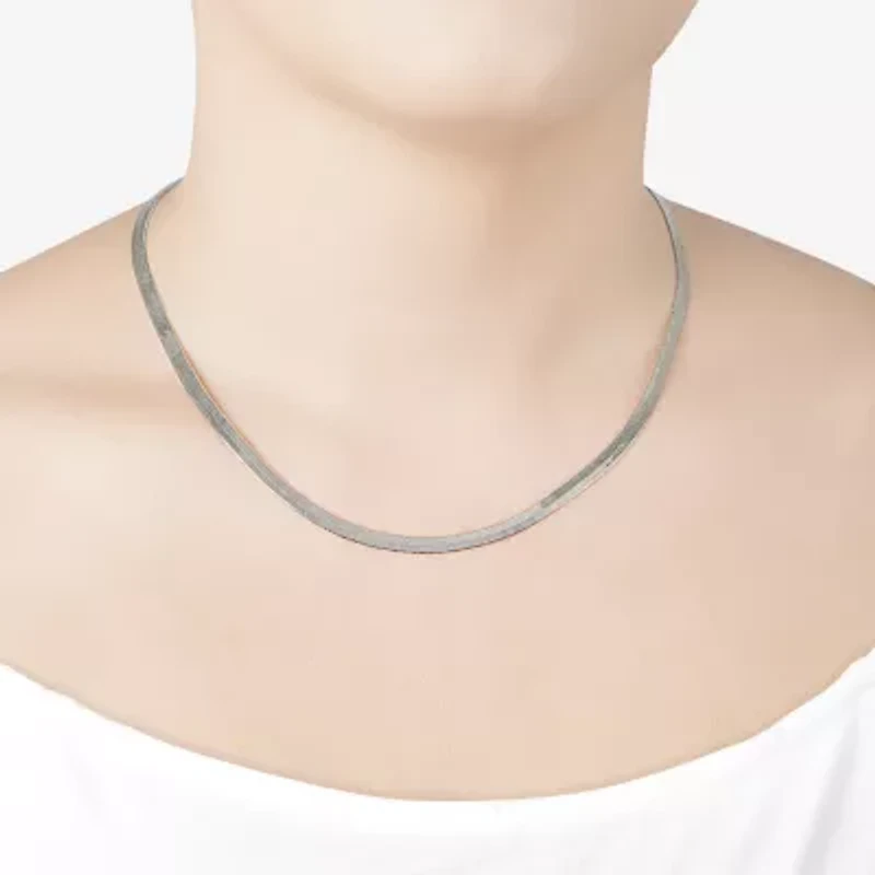 Silver Reflections Womens Pure Silver Over Brass 16 Inch Herringbone Chain Necklace