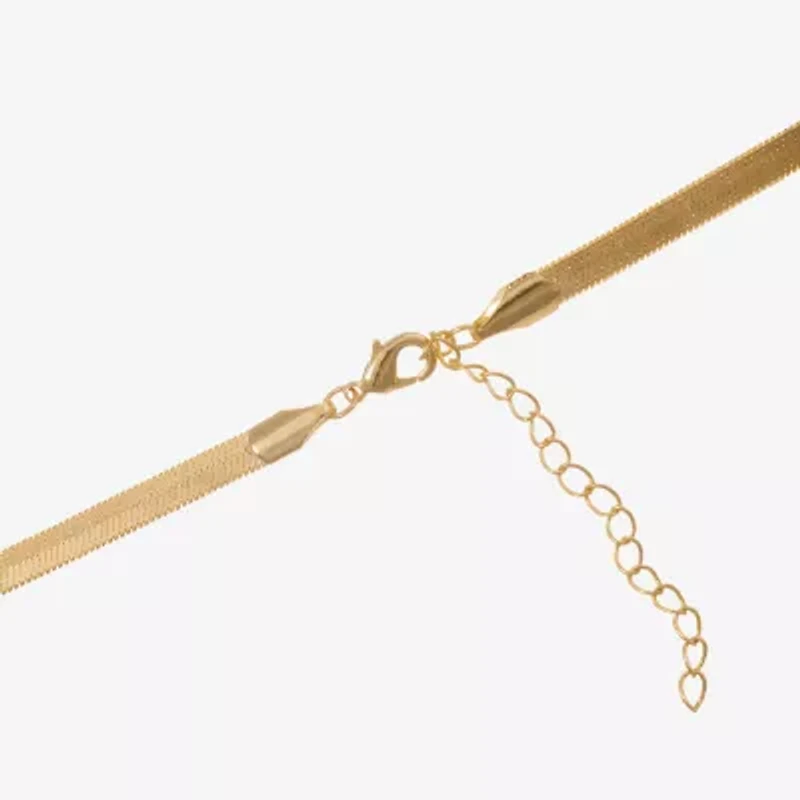 Silver Reflections Womens 14K Gold Over Brass 16 Inch Herringbone Chain Necklace