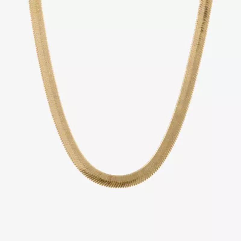Silver Reflections Womens 14K Gold Over Brass 16 Inch Herringbone Chain Necklace