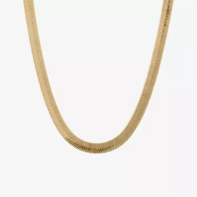 Silver Reflections Womens 14K Gold Over Brass 16 Inch Herringbone Chain Necklace