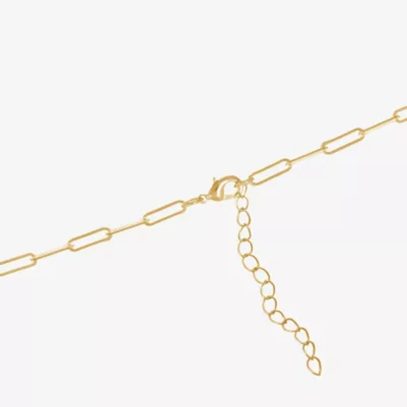 Silver Reflections Womens 14K Gold Over Brass Inch Link Chain Necklace