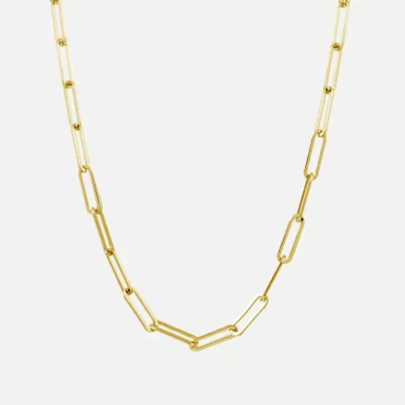 Silver Reflections Womens 14K Gold Over Brass Inch Link Chain Necklace