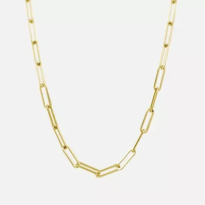 Silver Reflections Womens 14K Gold Over Brass Inch Link Chain Necklace