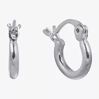 Silver Reflections Womens 10mm Hoop Earrings