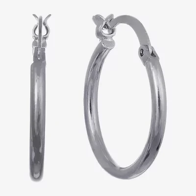 Silver Reflections Womens 20mm Hoop Earrings
