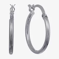 Silver Reflections Womens 20mm Hoop Earrings
