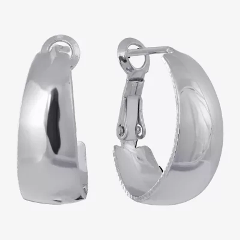 Silver Reflections Womens 20mm Hoop Earrings