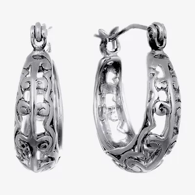 Silver Reflections Womens 18mm Hoop Earrings