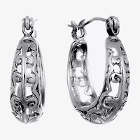 Silver Reflections Womens 18mm Hoop Earrings