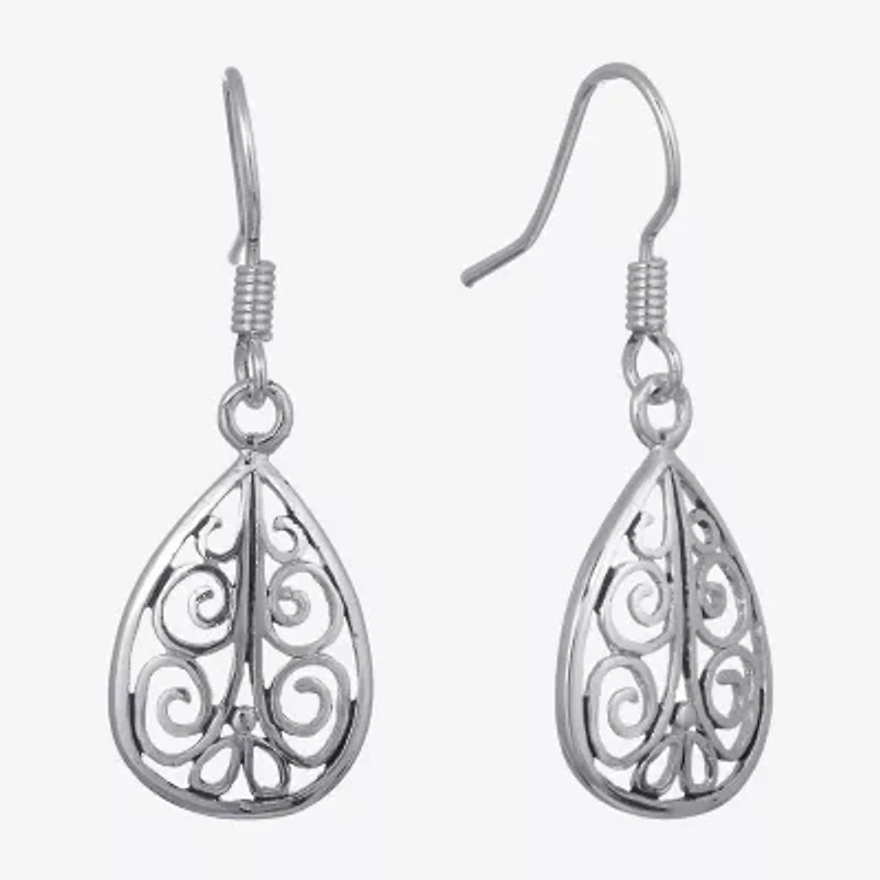 Silver Reflections Womens Pure Silver Over Brass Drop Earrings