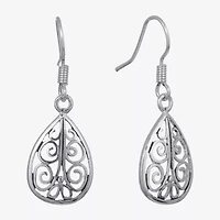 Silver Reflections Womens Pure Silver Over Brass Drop Earrings