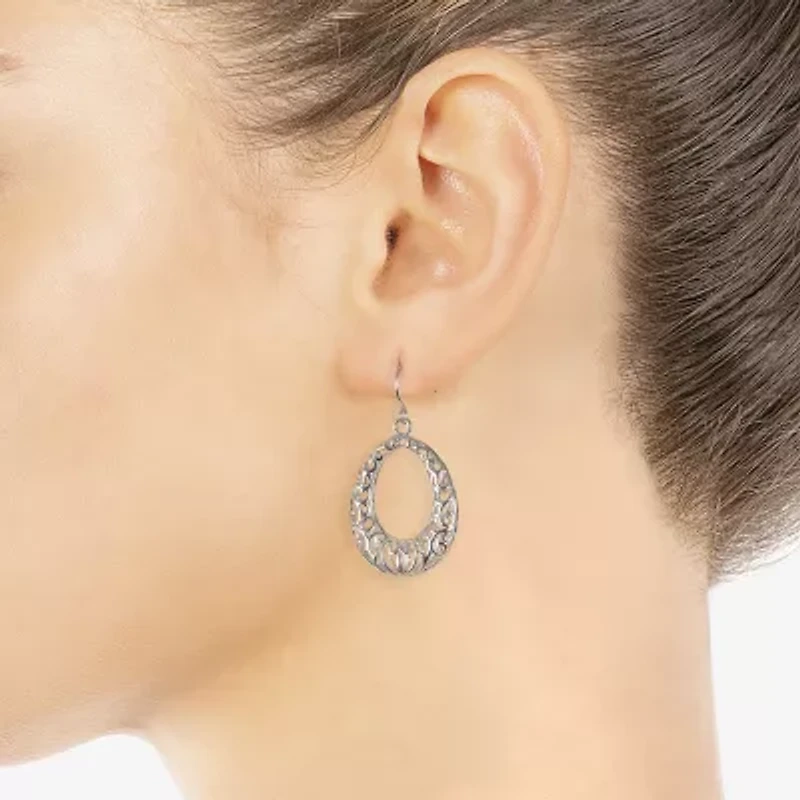 Silver Reflections Womens Pure Silver Over Brass Oval Drop Earrings