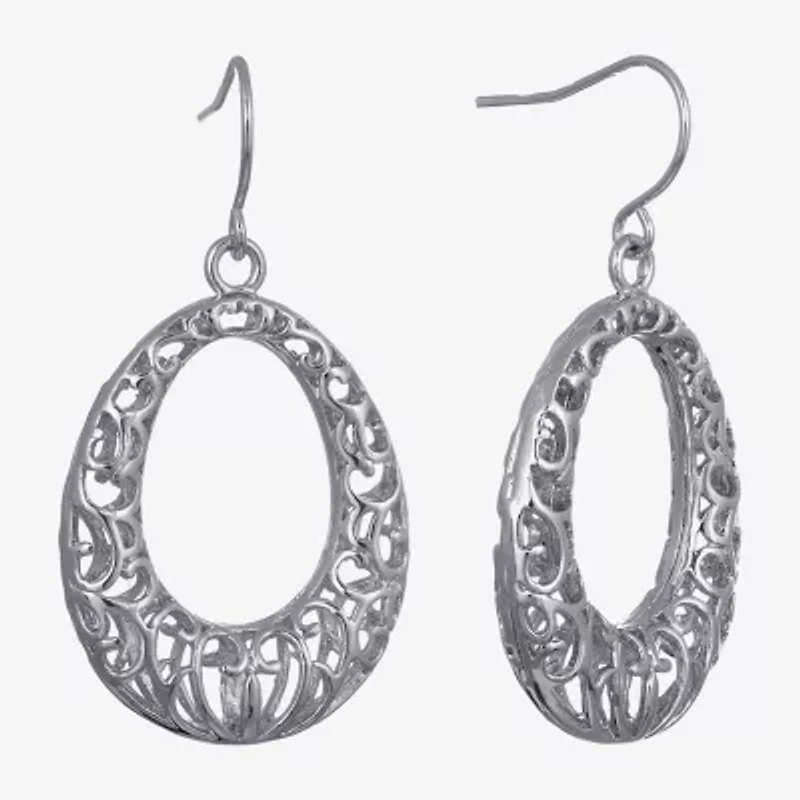 Silver Reflections Womens Pure Silver Over Brass Oval Drop Earrings