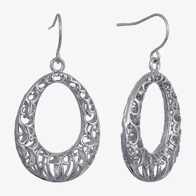 Silver Reflections Womens Pure Silver Over Brass Oval Drop Earrings