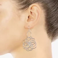 Silver Reflections Womens Pure Silver Over Brass Flower Drop Earrings