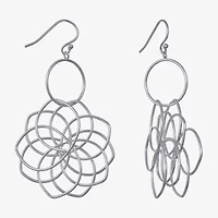 Silver Reflections Womens Pure Silver Over Brass Flower Drop Earrings