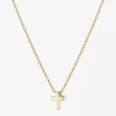 Silver Treasures Womens 14K Gold Over Silver Cross 16 Inch Pendant Necklace