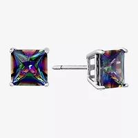 Silver Treasures Mystic Fire Cubic Zirconia Sterling Silver 7.8mm Stud Earrings