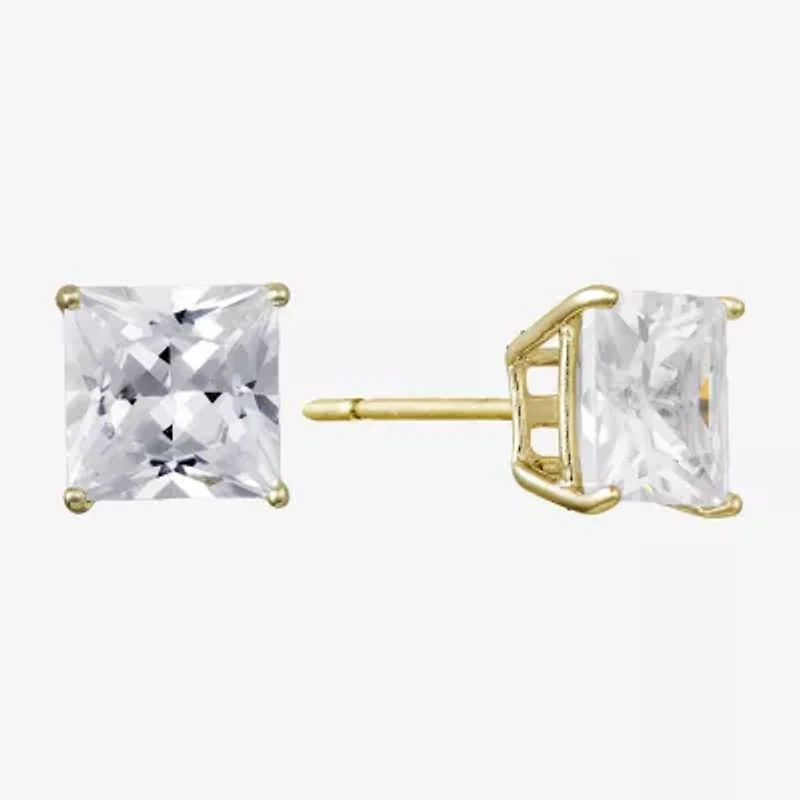 Silver Treasures Cubic Zirconia 14K Gold Over Silver 7.8mm Stud Earrings