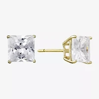 Silver Treasures Cubic Zirconia 14K Gold Over Silver 7.8mm Stud Earrings