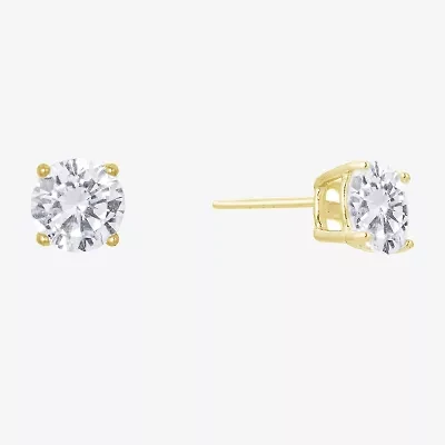 Silver Treasures Cubic Zirconia 14K Gold Over Silver 7.1mm Stud Earrings