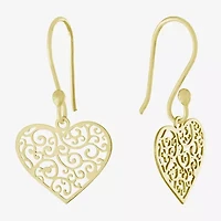 Silver Treasures Womens 14K Gold Over Silver Heart Drop Earrings