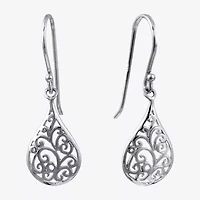 Silver Treasures Womens Sterling Silver Drop Earrings