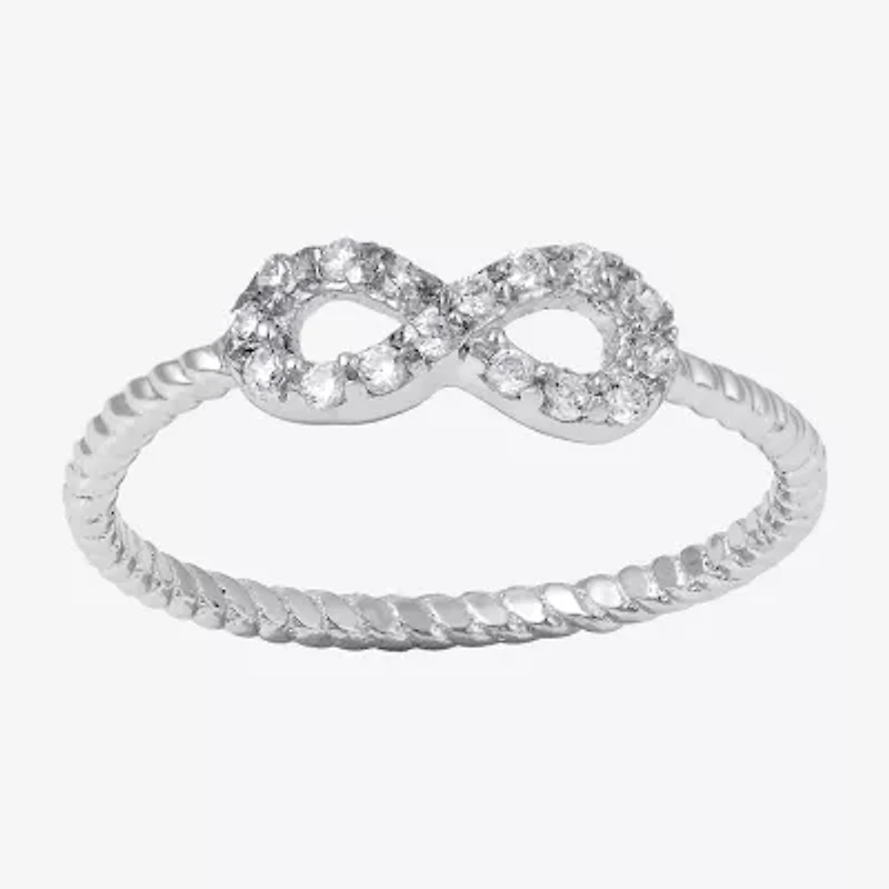 Silver Treasures Womens 20MM Cubic Zirconia Sterling Silver Band