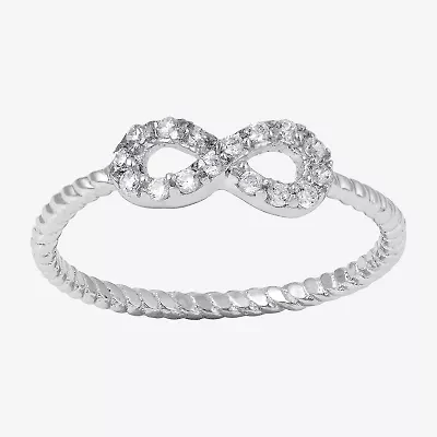 Silver Treasures Womens 20MM Cubic Zirconia Sterling Silver Band