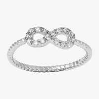 Silver Treasures Womens 20MM Cubic Zirconia Sterling Silver Band