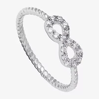 Silver Treasures Womens 20MM Cubic Zirconia Sterling Silver Band