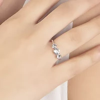 Silver Treasures Womens 20.5MM Crystal Sterling Silver Band