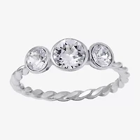 Silver Treasures Womens 20.5MM Crystal Sterling Silver Band
