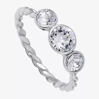 Silver Treasures Womens 20.5MM Crystal Sterling Silver Band